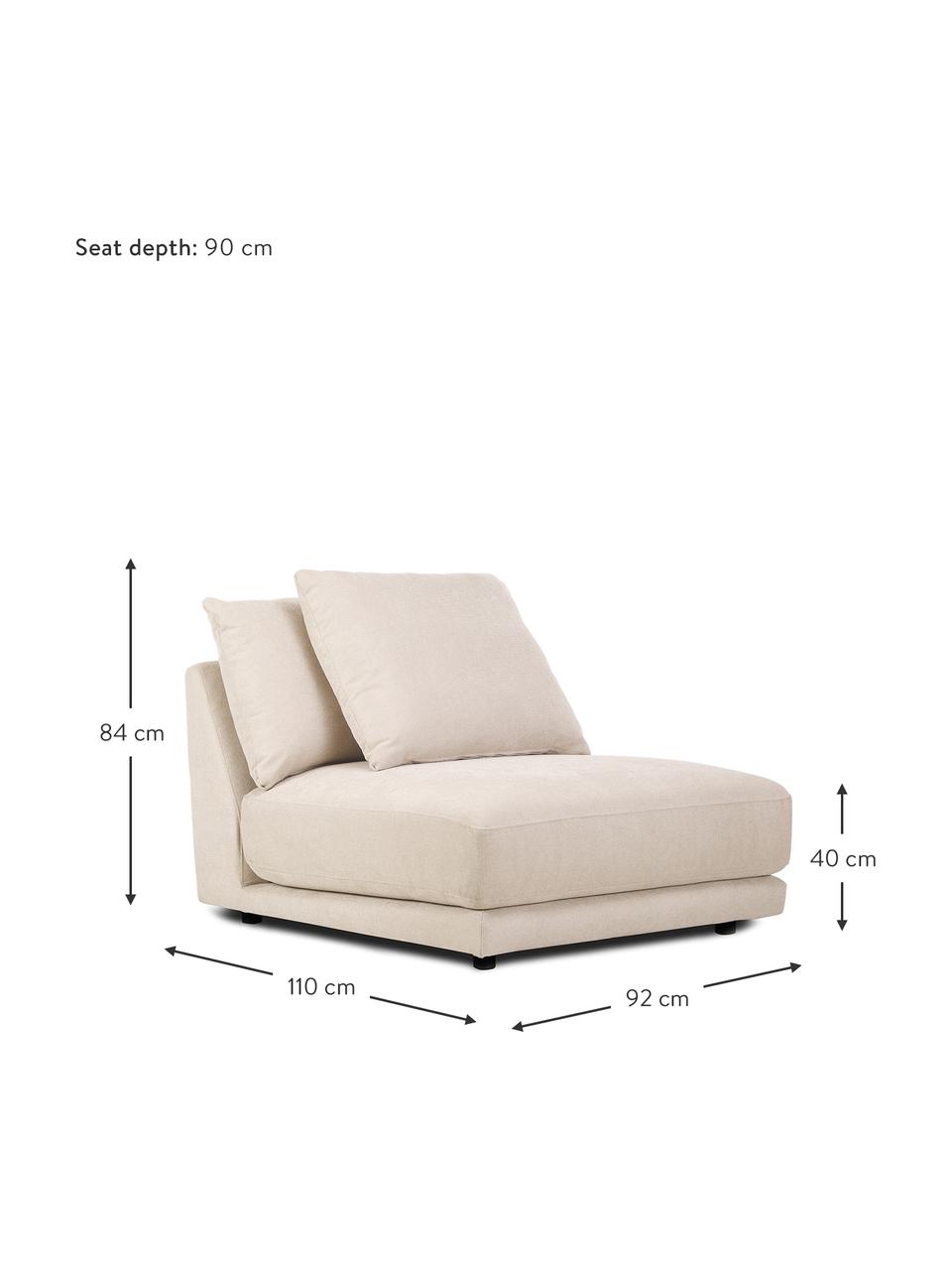 Modulo centrale in tessuto beige Jasmin, Rivestimento: 85% poliestere, 15% nylon, Struttura: legno massiccio di abete , Piedini: plastica, Tessuto beige, Larg. 92 x Alt. 84 cm