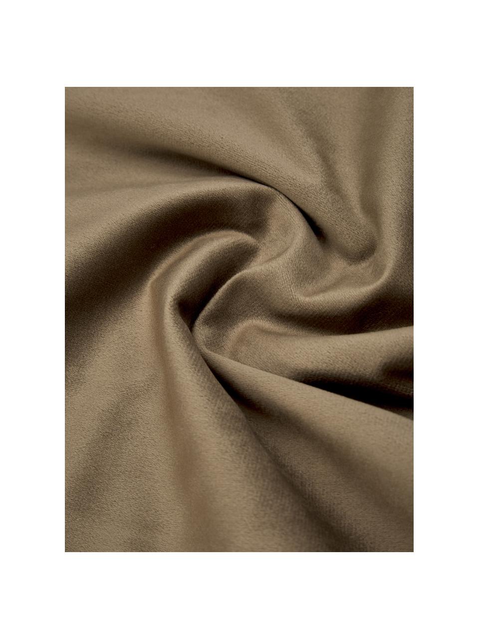 Housse de coussin en lin et velours Maui, Brun, blanc, larg. 30 x long. 50 cm