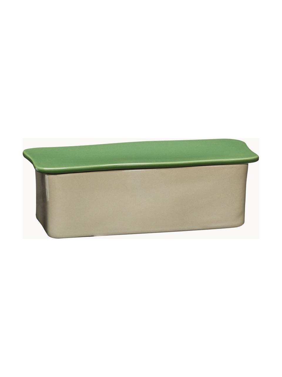 Handgemaakte Organizer Amare, Steenpoeder, Lichtbeige, groen, B 23 x H 8 cm