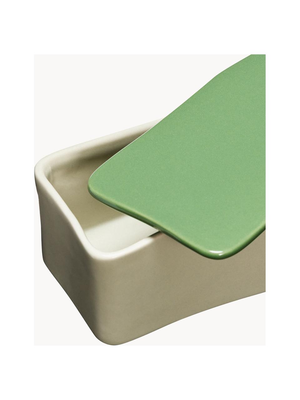 Organizer fatto a mano Amare, Polvere di pietra, Beige chiaro, verde, Larg. 33 x Alt. 9 cm