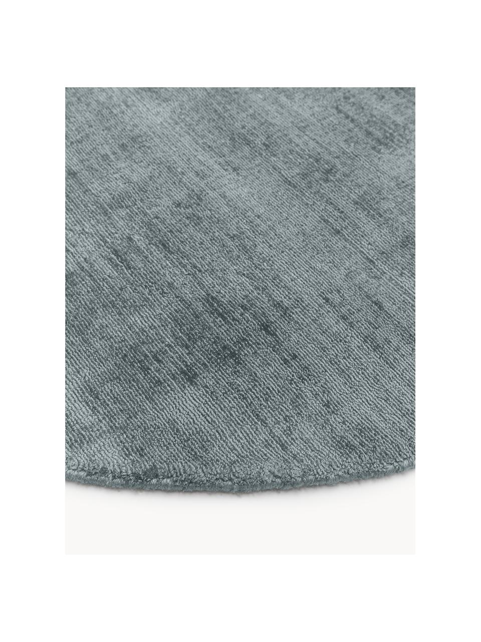 Tapis rond en viscose tissé main Jane, Gris-bleu, Ø 150 cm (taille M)