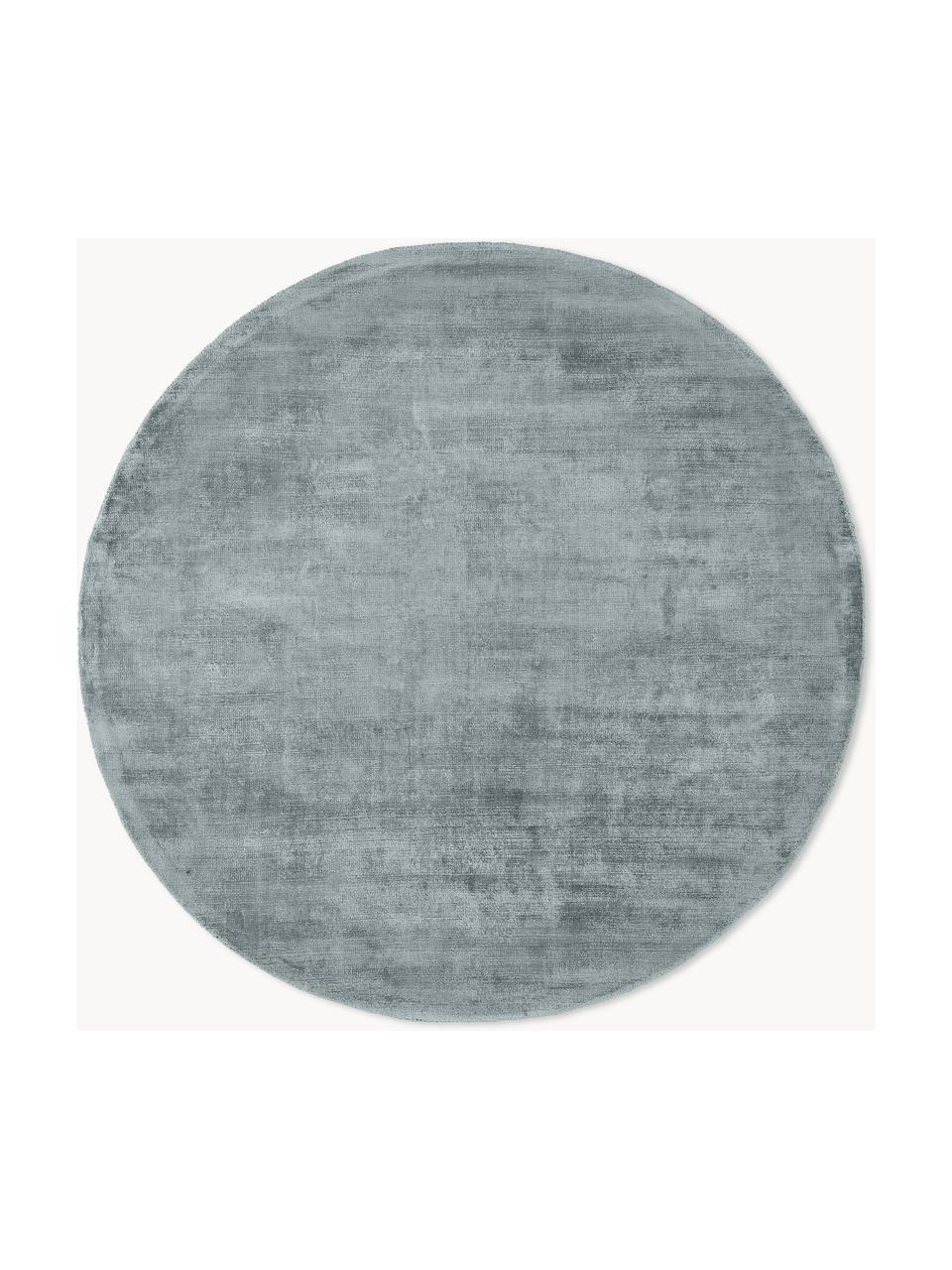 Tapis rond en viscose tissé main Jane, Gris-bleu, Ø 150 cm (taille M)