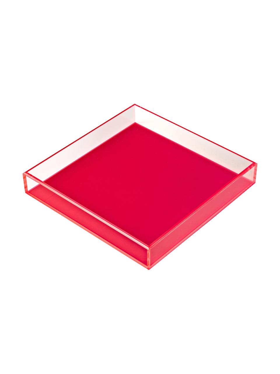 Dekotablett-Set Yuki, 2-tlg., Acrylglas, Rosa, Transparent, Set mit verschiedenen Größen