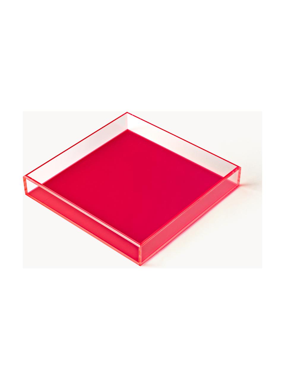 Decoratieve dienbladen Yuki, set van 2, Acrylglas, Koraalrood, Set met verschillende formaten