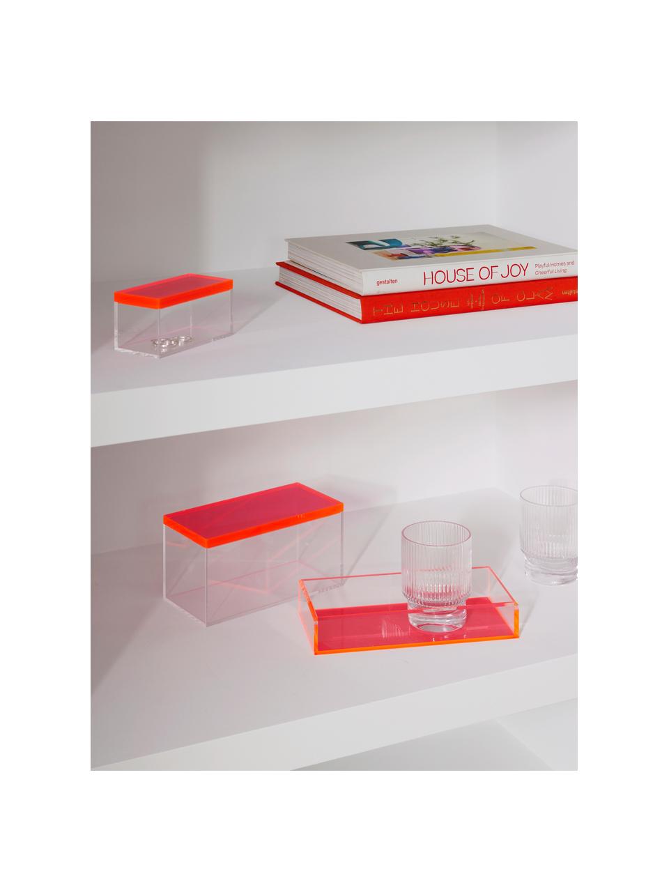 Deko-Tabletts Yuki, 2er-Set, Acrylglas, Korallrot, Set mit verschiedenen Größen