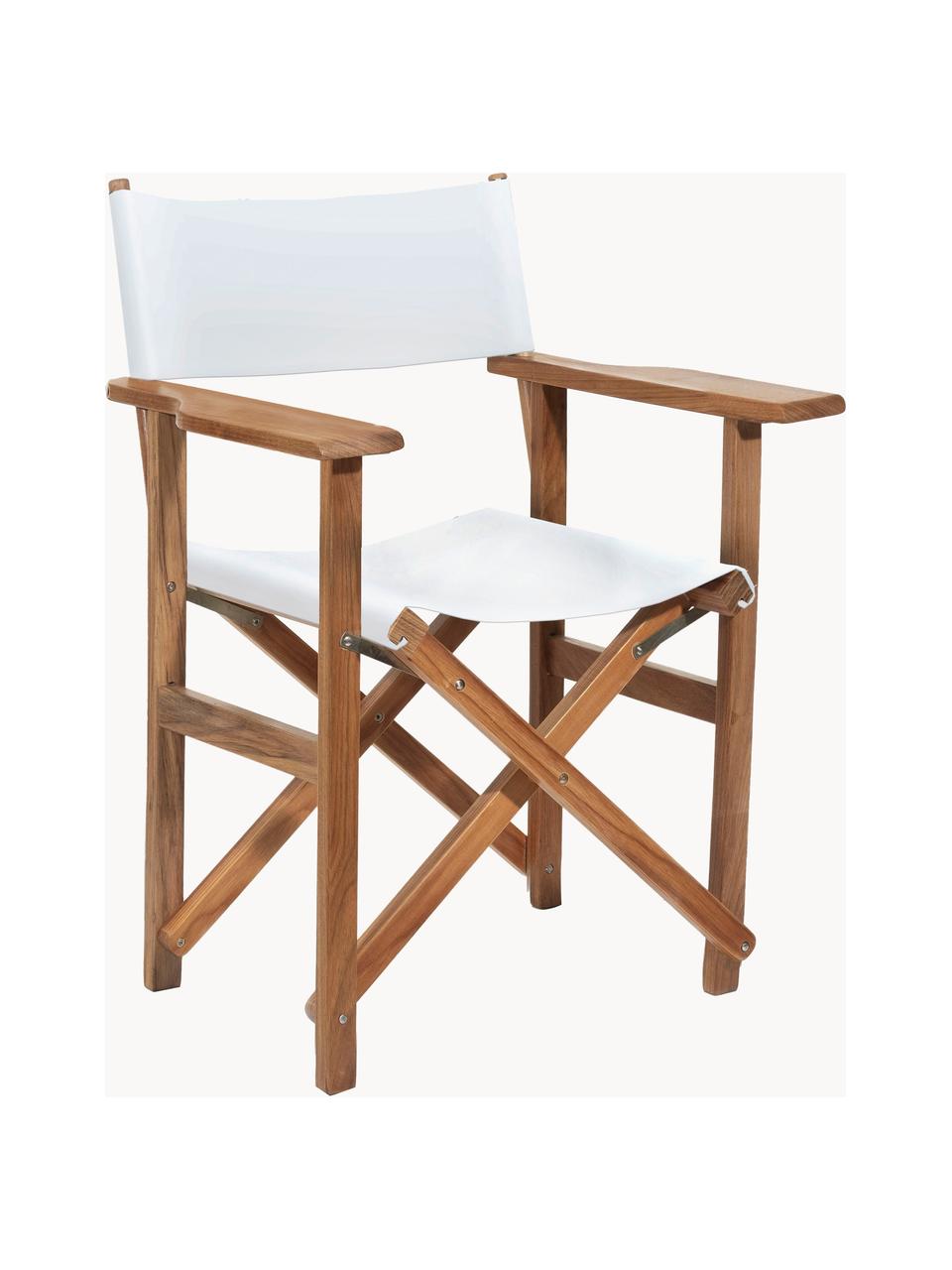 Chaise de jardin pliante Director, Blanc, bois, larg. 64 x haut. 51 cm