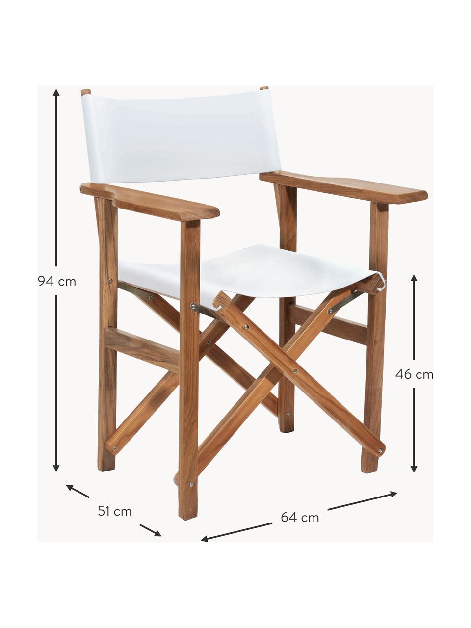 Klappbarer Gartenstuhl Director, Bezug: 100 % Polyacryl, Gestell: Holz, Weiss, Holz, B 64 x T 51 cm