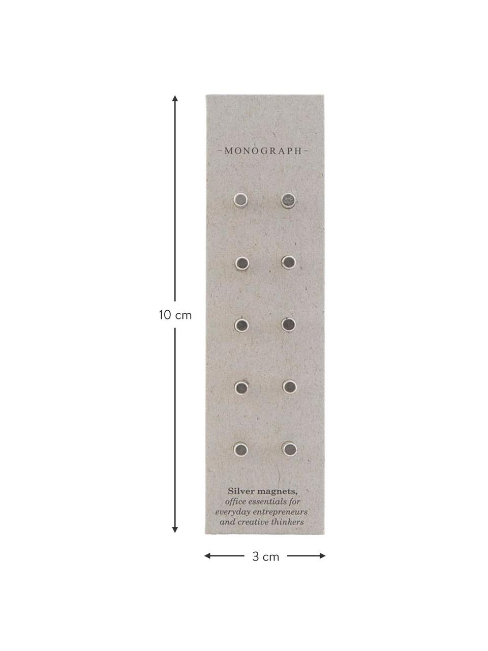 Magneten Neo, 10 stuks, Magnetisch metaal, Metaalkleurig, Ø 0,4 x D 1 cm