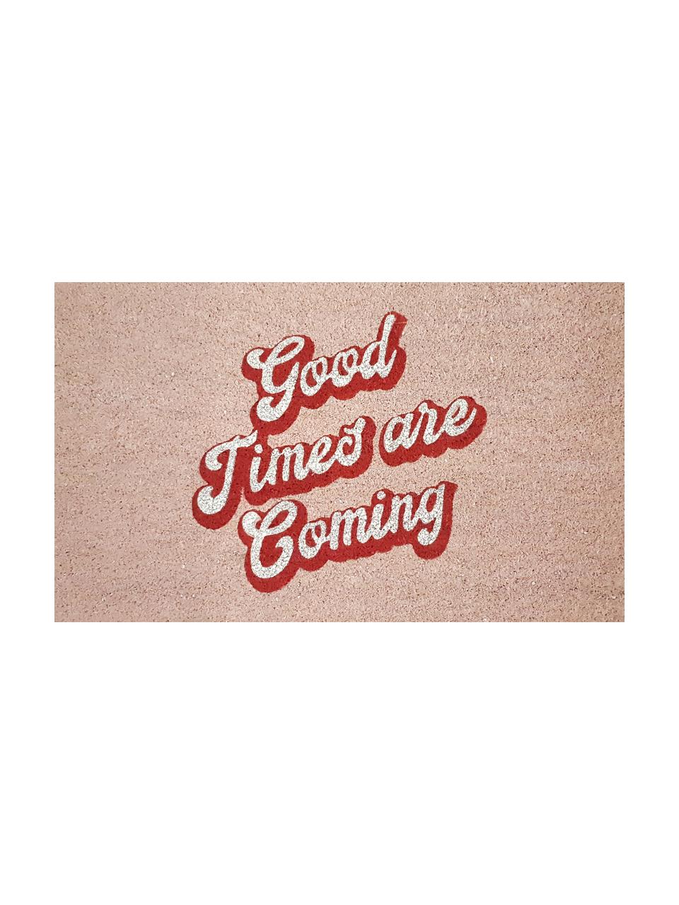 Fußmatte Good Times, Oberseite: Kokosfaser, Unterseite: Vinyl, Rosa, Rot, Weiß, B 45 x L 75 cm