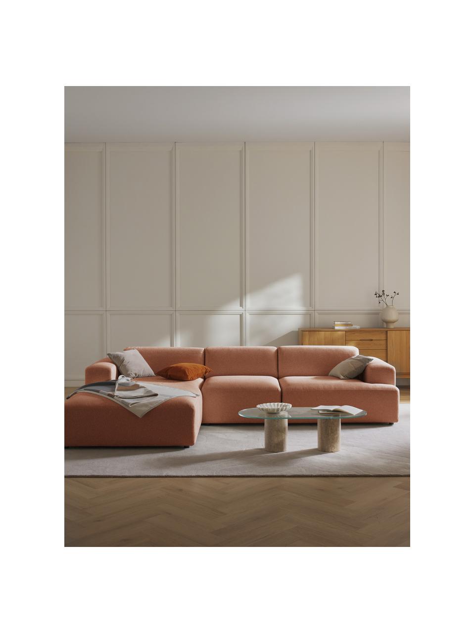 Ecksofa Melva (4-Sitzer), Bezug: 100 % Polyester Der strap, Gestell: Massives Kiefern- und Fic, Webstoff Nougat, B 319 x T 195 cm, Eckteil links