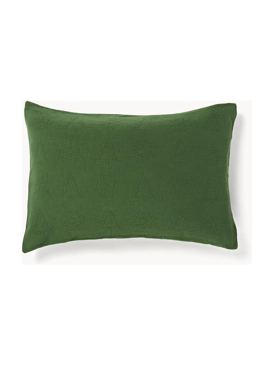 Taie d'oreiller jacquard avec motif de Noël Sanvi, Vert foncé, larg. 50 x long. 70 cm