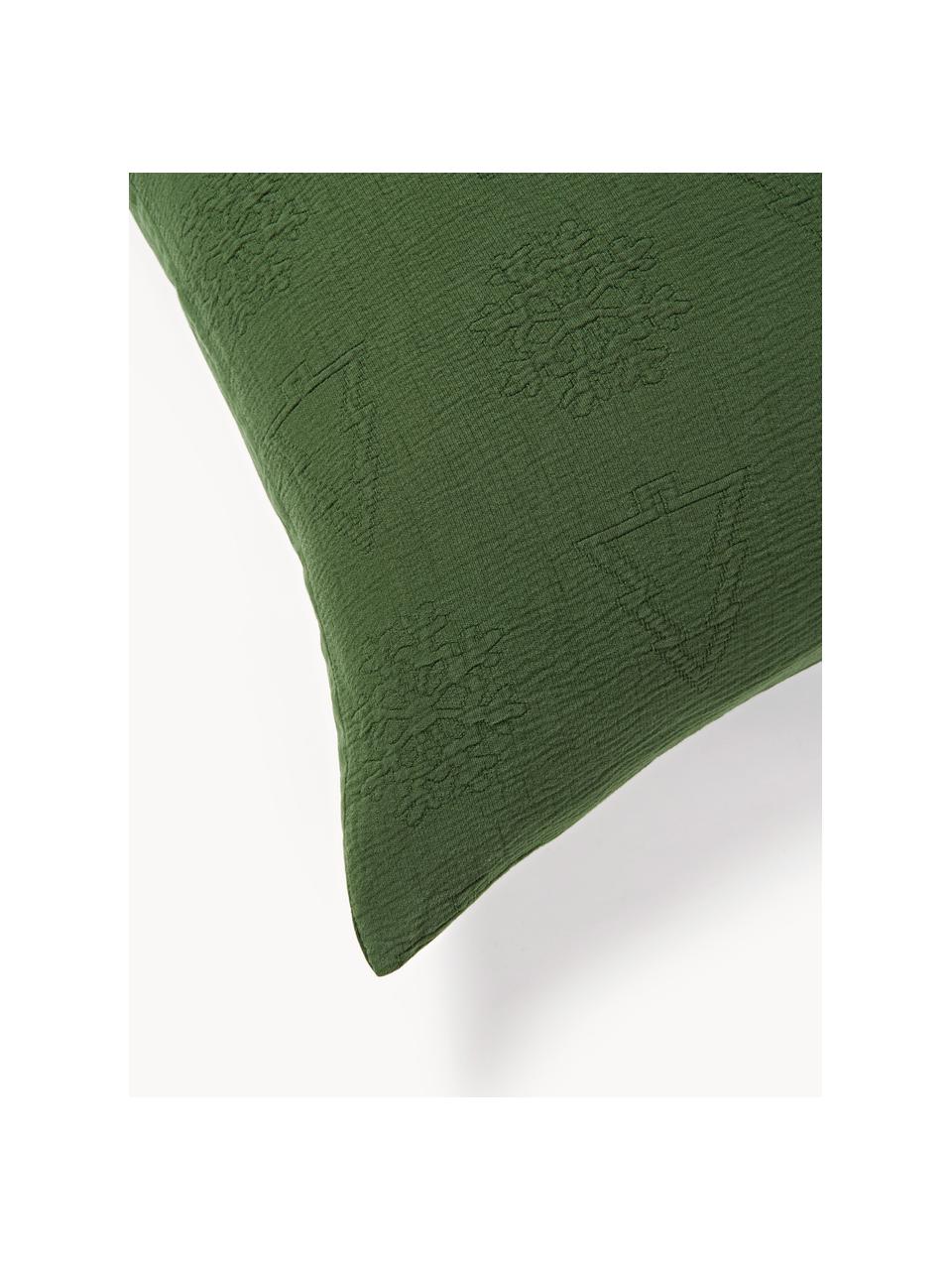 Taie d'oreiller jacquard avec motif de Noël Sanvi, Vert foncé, larg. 50 x long. 70 cm