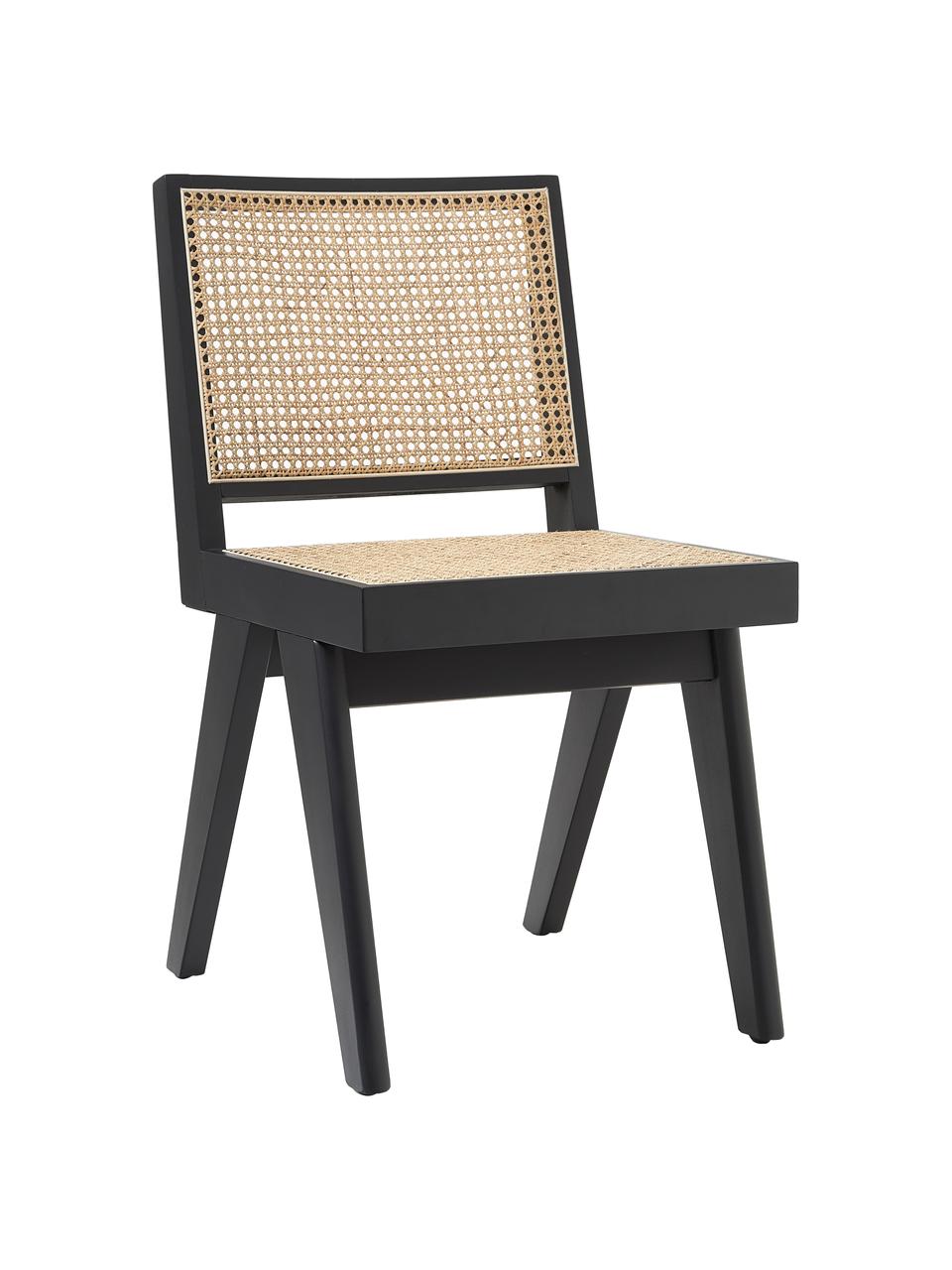 Drevená stolička s viedenským výpletom Sissi, Ratan, čierna, Š 46 x H 56 cm