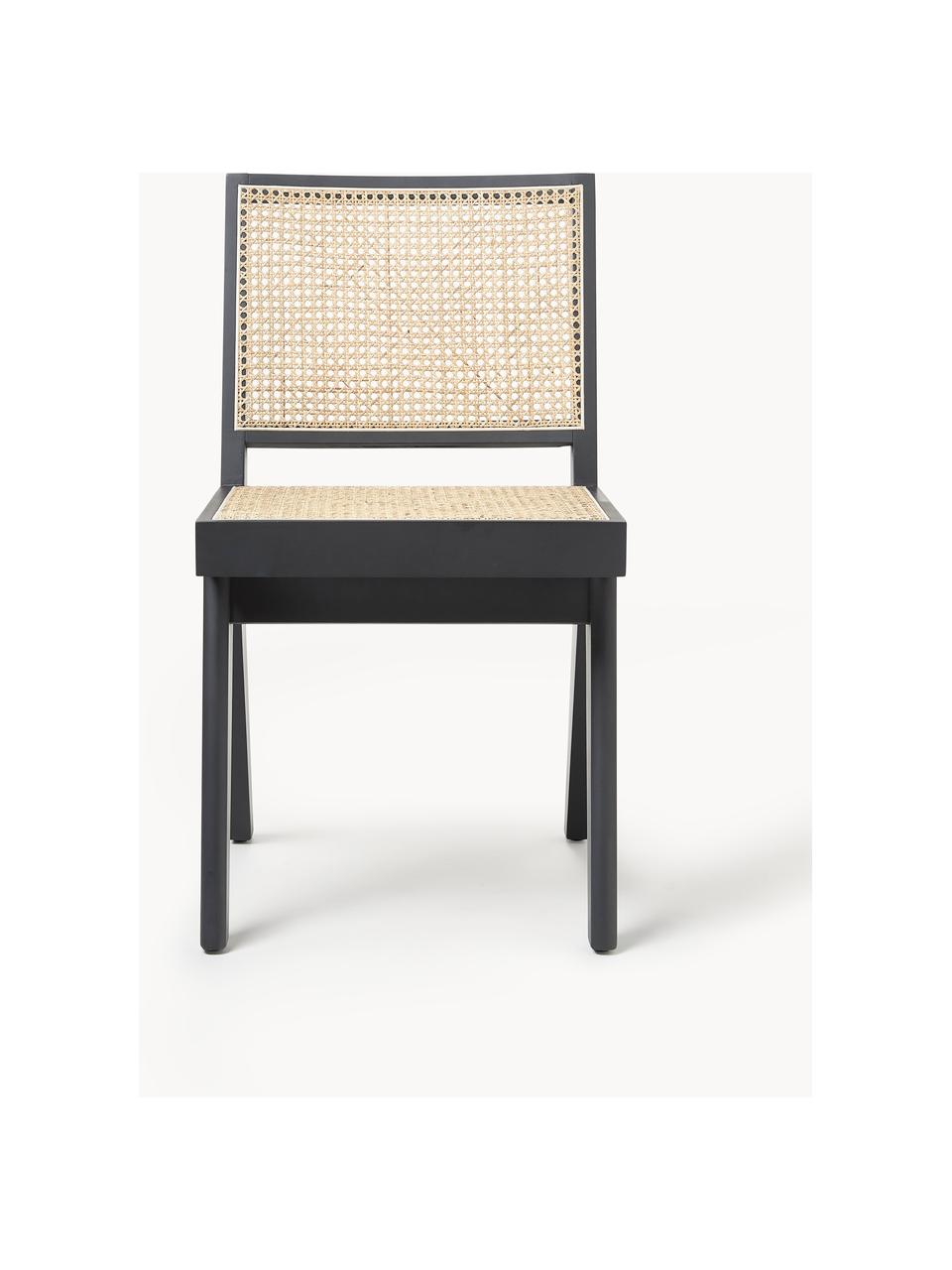 Dřevěná židle s vídeňskou pleteninou Sissi, Černá, světle béžová, Š 46 cm, H 56 cm