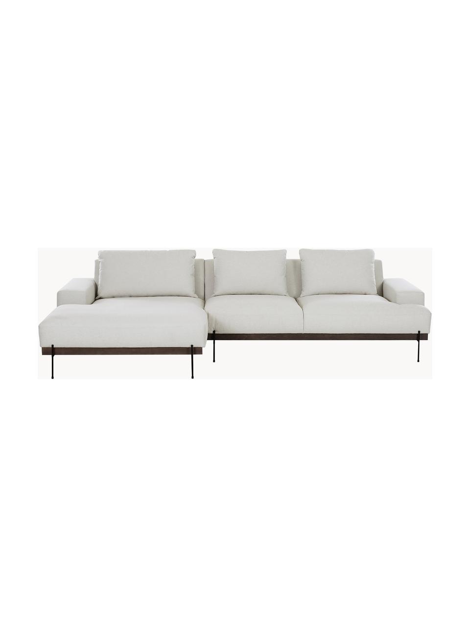 Ecksofa Brooks mit Metall-Füssen, Bezug: Polyester Der Bezug ist n, Gestell: Massives Kiefernholz, Rahmen: Lackiertes Kiefernholz, Webstoff Hellbeige, B 315 x T 148 cm, Eckteil links