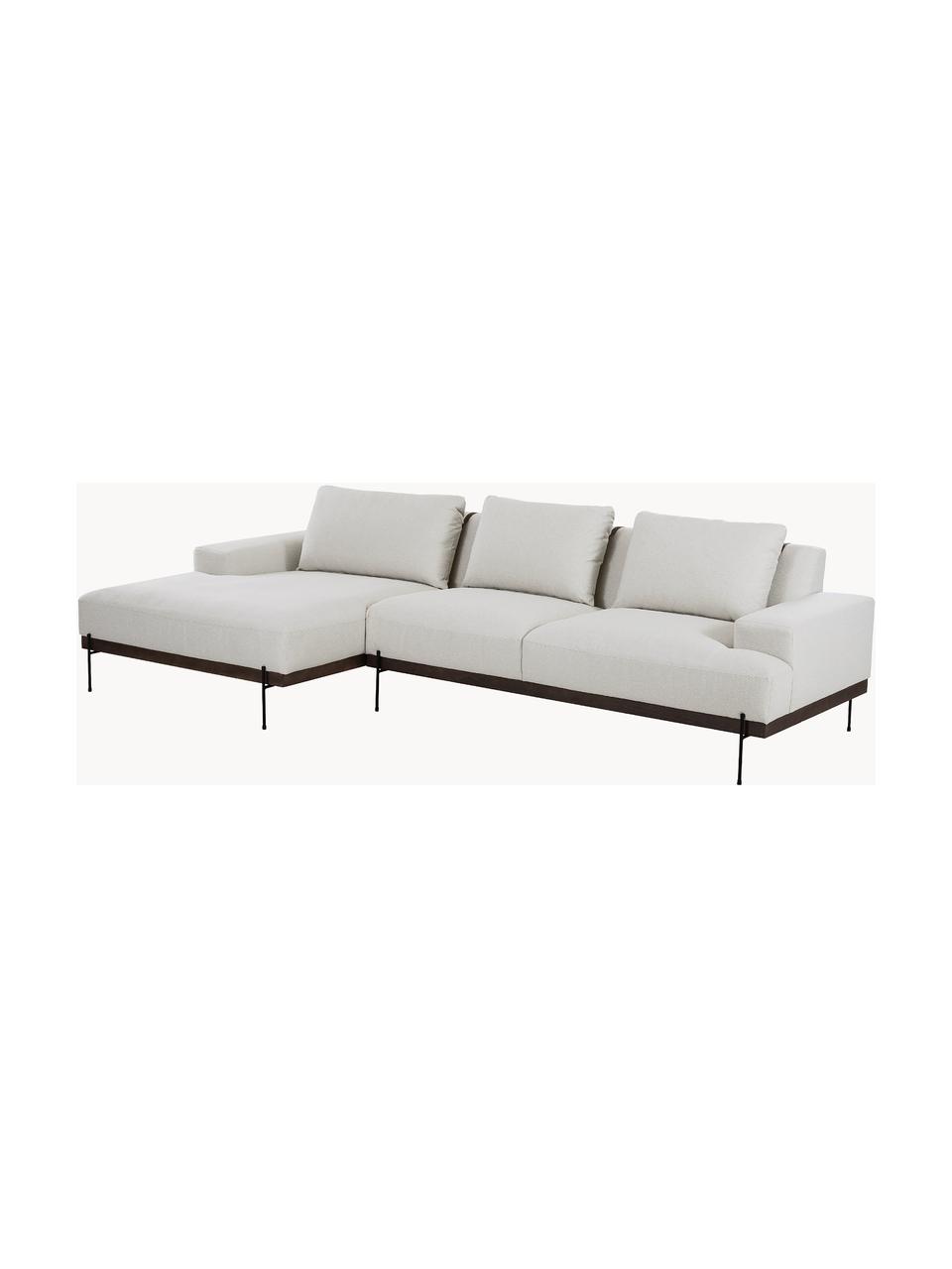 Ecksofa Brooks mit Metall-Füssen, Bezug: Polyester Der Bezug ist n, Gestell: Massives Kiefernholz, Rahmen: Lackiertes Kiefernholz, Webstoff Hellbeige, B 315 x T 148 cm, Eckteil links