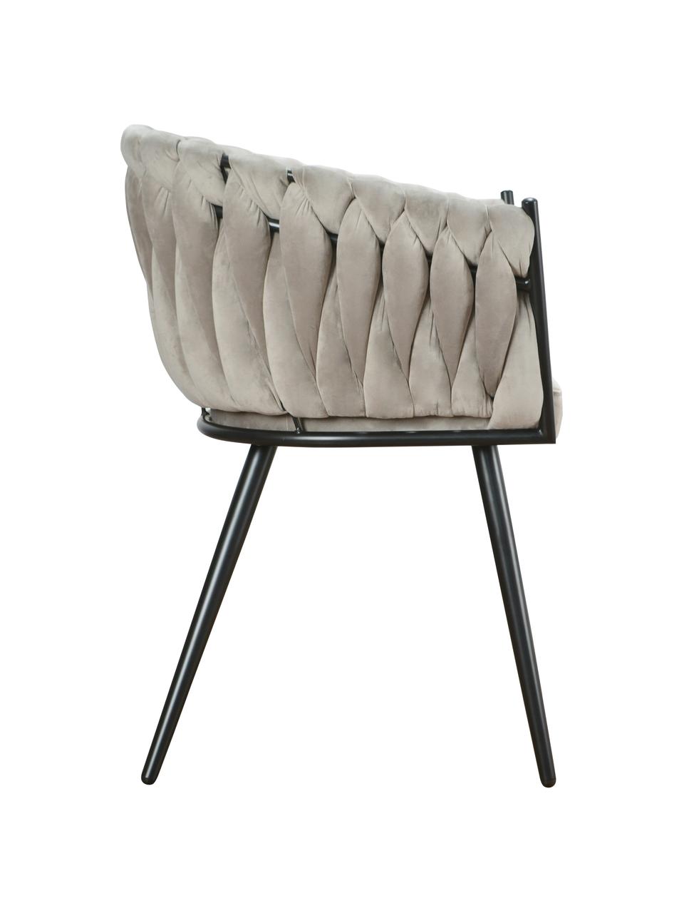 Zamatová stolička s opierkami Larissa, Béžová, čierna, Š 63 x H 55 cm