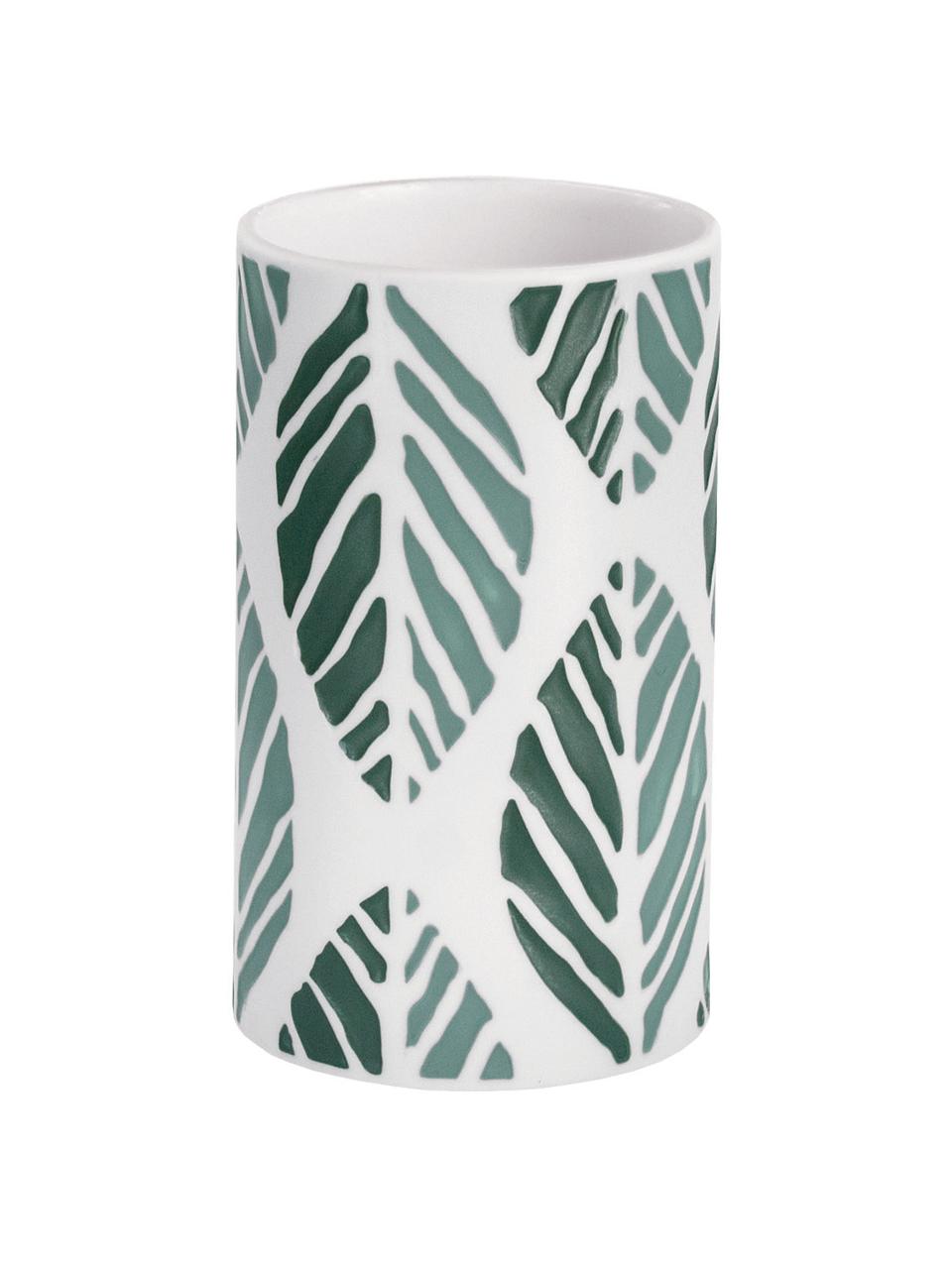 Vaso cepillo de dientes de gres Leaf, Gres, Verde, Ø 7 x Al 10 cm