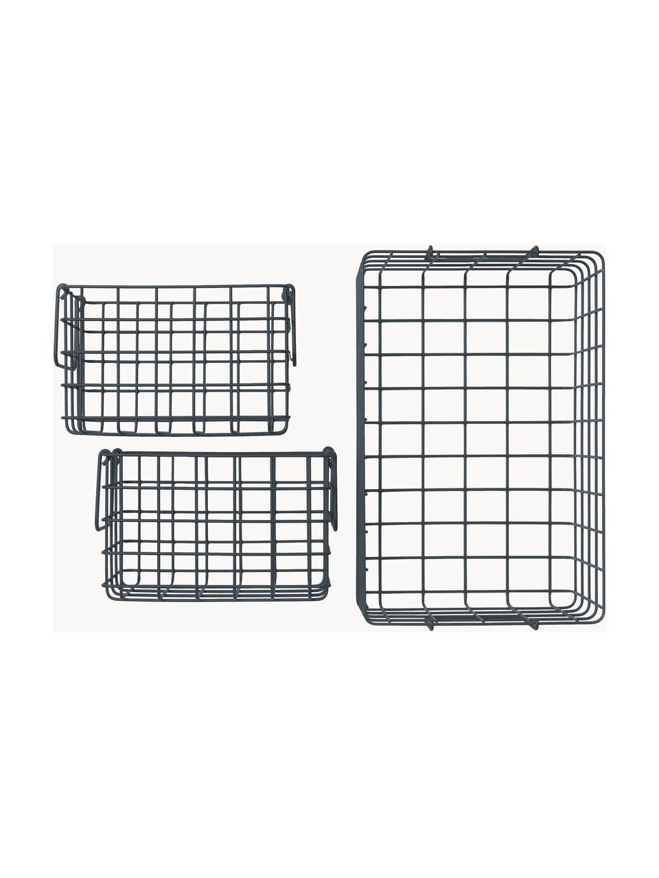 Komplet koszy do przechowywania The Baskets, 3 elem., Metal powlekany, Antracytowy, Komplet z różnymi rozmiarami