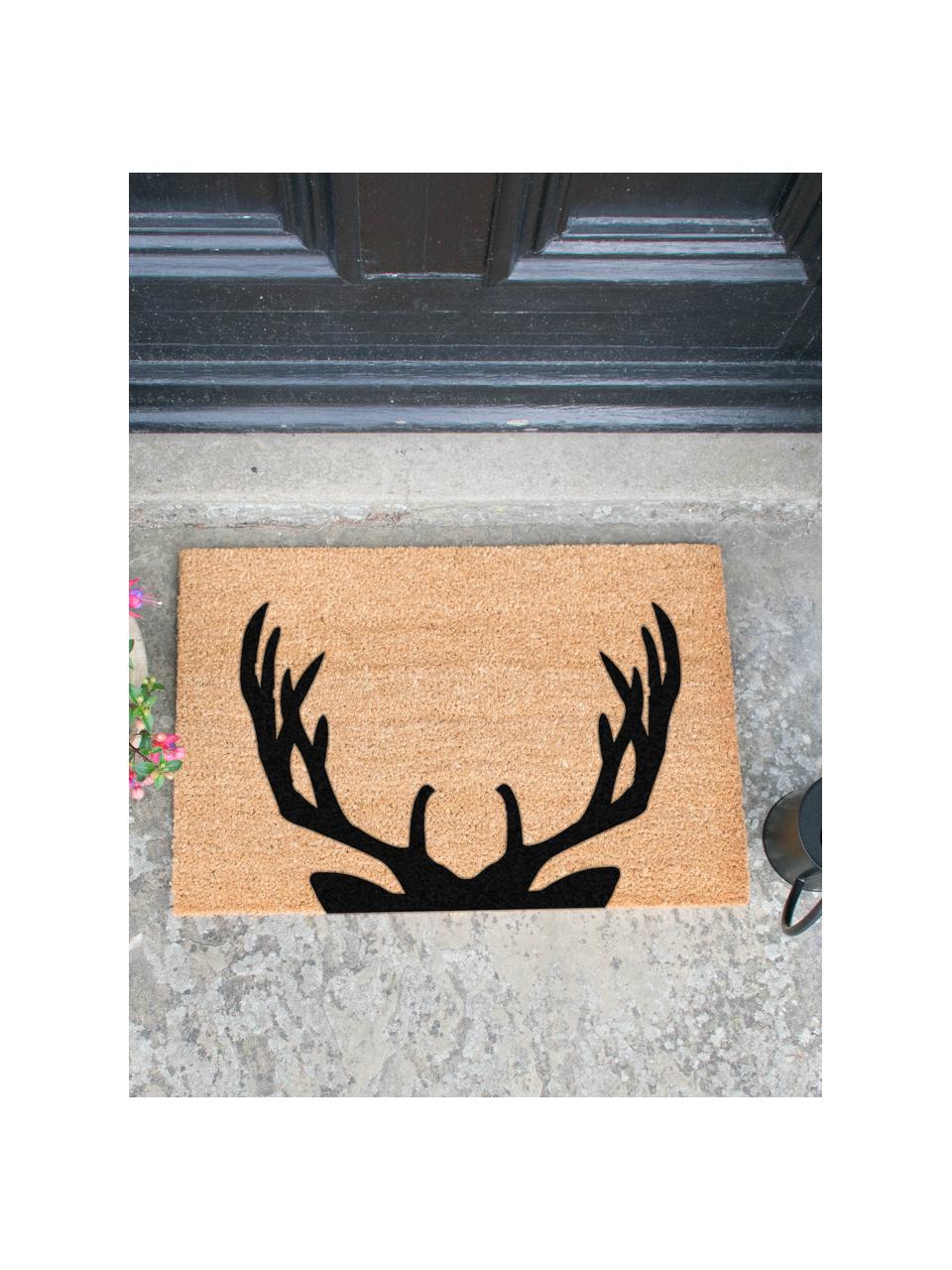 Paillasson Stag, Beige, noir, larg. 40 x long. 60 cm