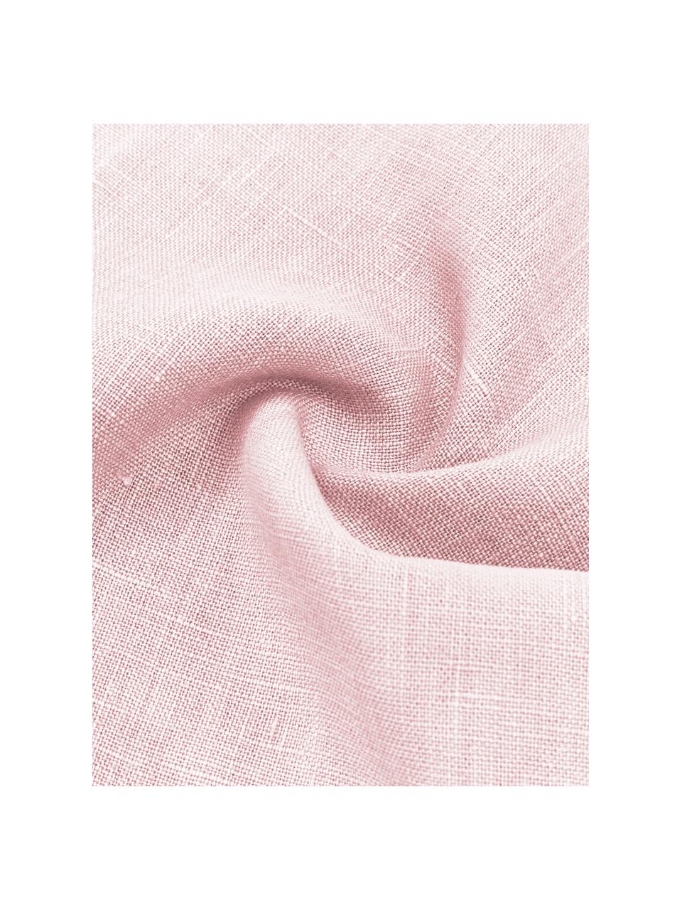 Leinen-Kissenhülle Luana in Rosa mit Fransen, 100% Leinen, Altrosa, 30 x 50 cm