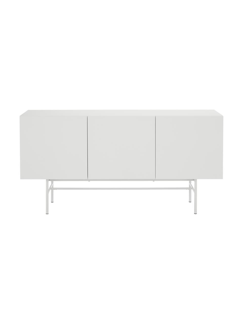 Credenza moderna bianca con ante Anders, Piedini: metallo verniciato a polv, Bianco, Larg. 160 x Alt. 80 cm