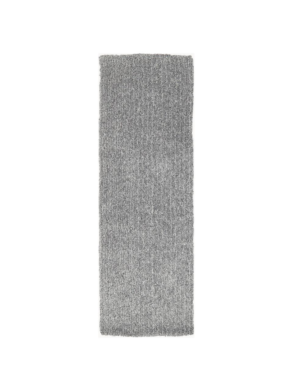 Tapis de couloir moelleux à poils longs gris Marsha, Gris, blanc, larg. 80 x long. 200 cm