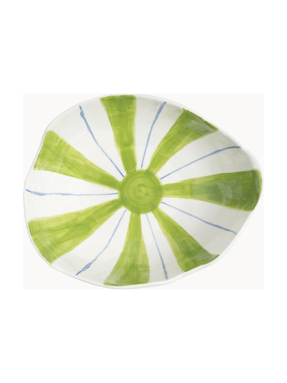 Centrotavola in porcellana Ray, Porcellana smaltata, Verde, bianco, blu, Larg. 27 x Alt. 10 cm