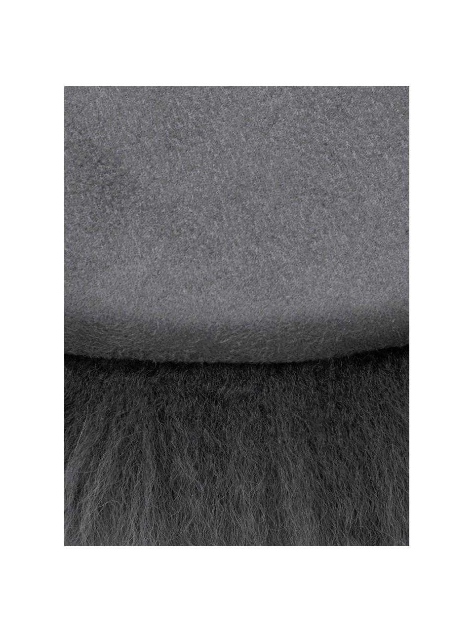 Cojín para silla de oveja Oslo, Parte delantera: 100% piel de oveja, Parte trasera: 100% cuero cuertido, Gris oscuro, Ø 37 cm