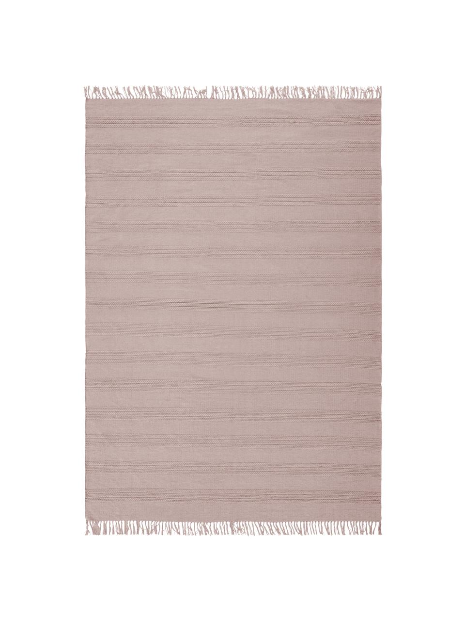 Dywan z bawełny z frędzlami Tanya, 100% bawełna, Blady różowy, S 200 x D 300 cm (Rozmiar L)