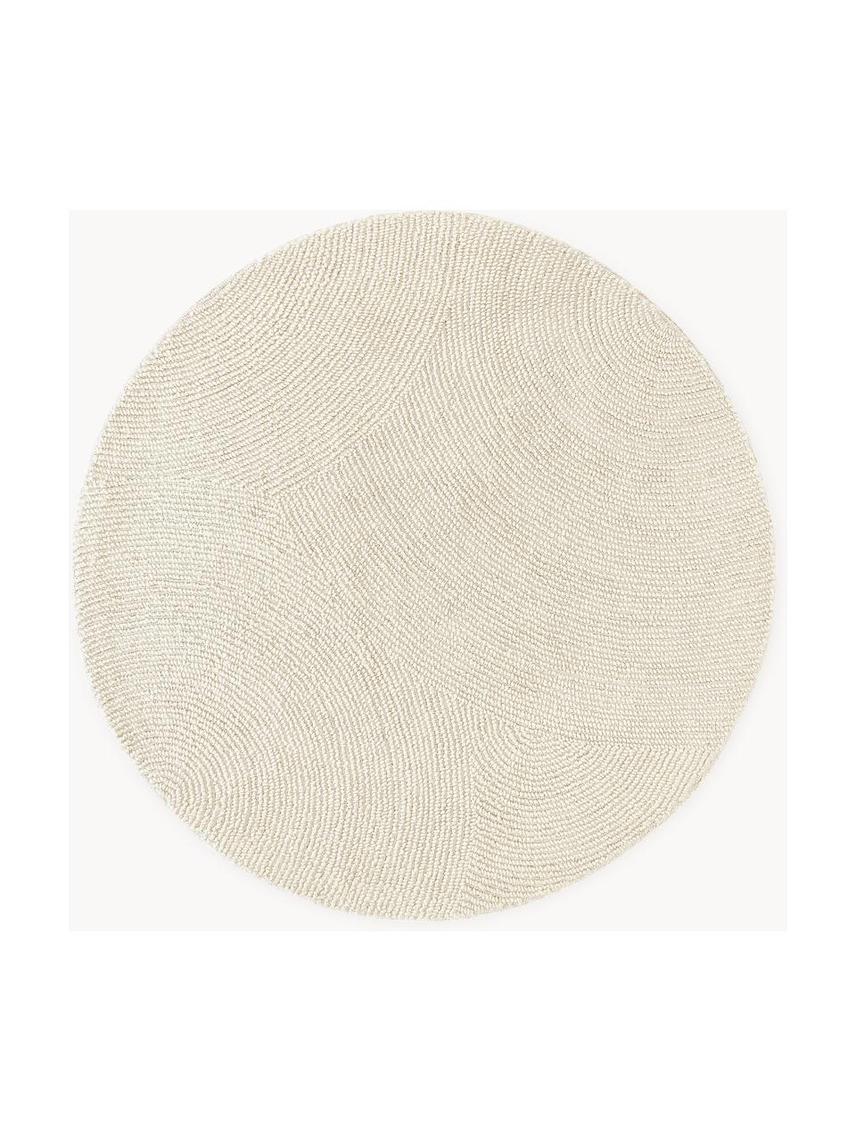 Tapis rond à poils ras tufté main, en matériaux recyclés Eleni, Beige, Ø 150 cm (taille M)