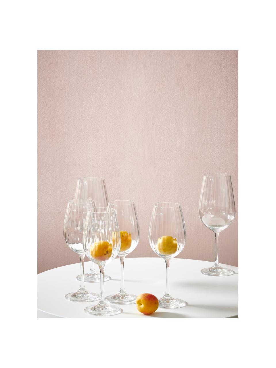 Kristallen rode wijnglazen Romance met groefreliëf, 6 stuks, Kristalglas, Transparant, Ø 9 x H 25 cm