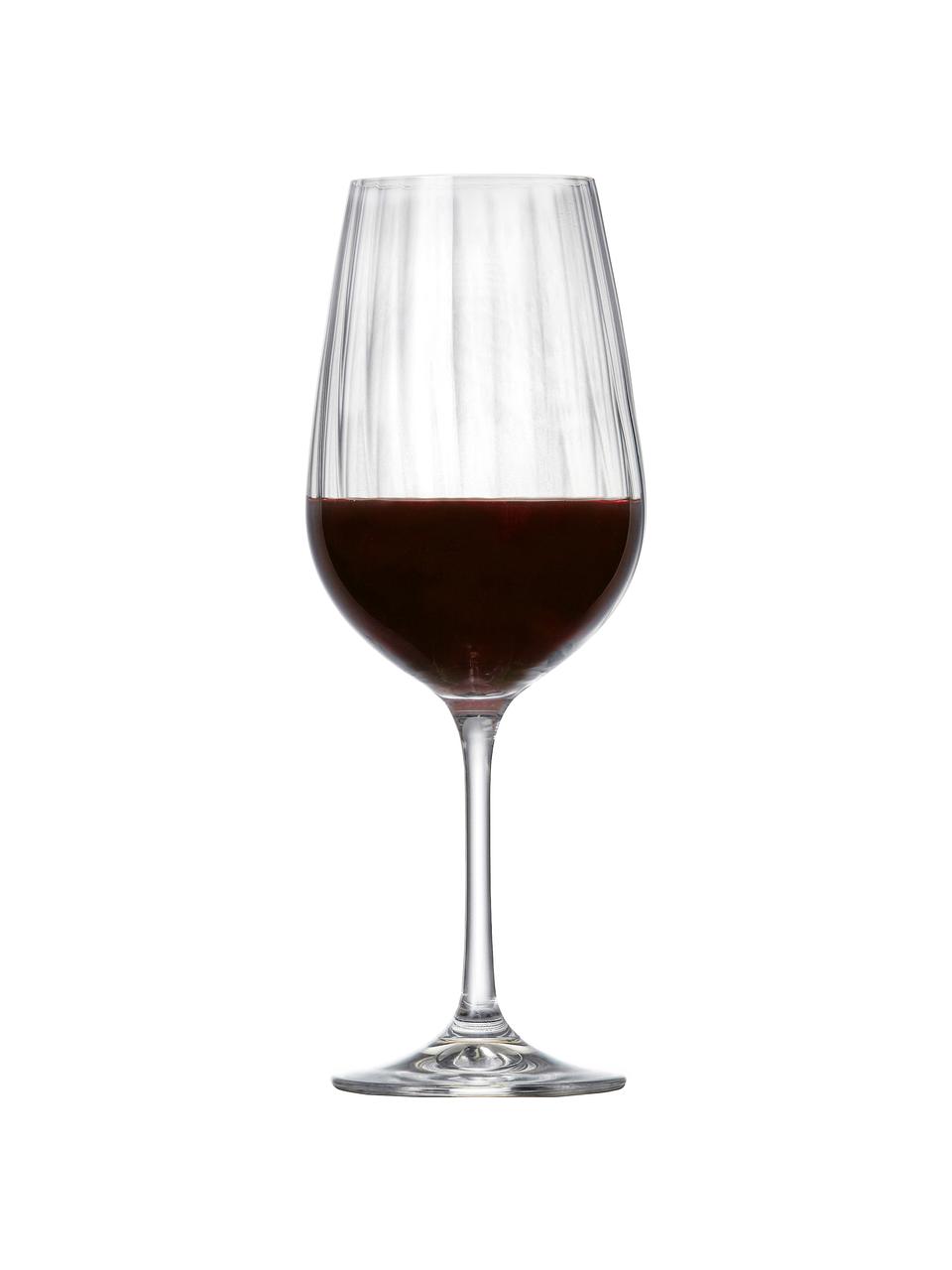 Krištáľový pohár na červené víno  s reliéfom Romance, 6 ks, Priehľadná