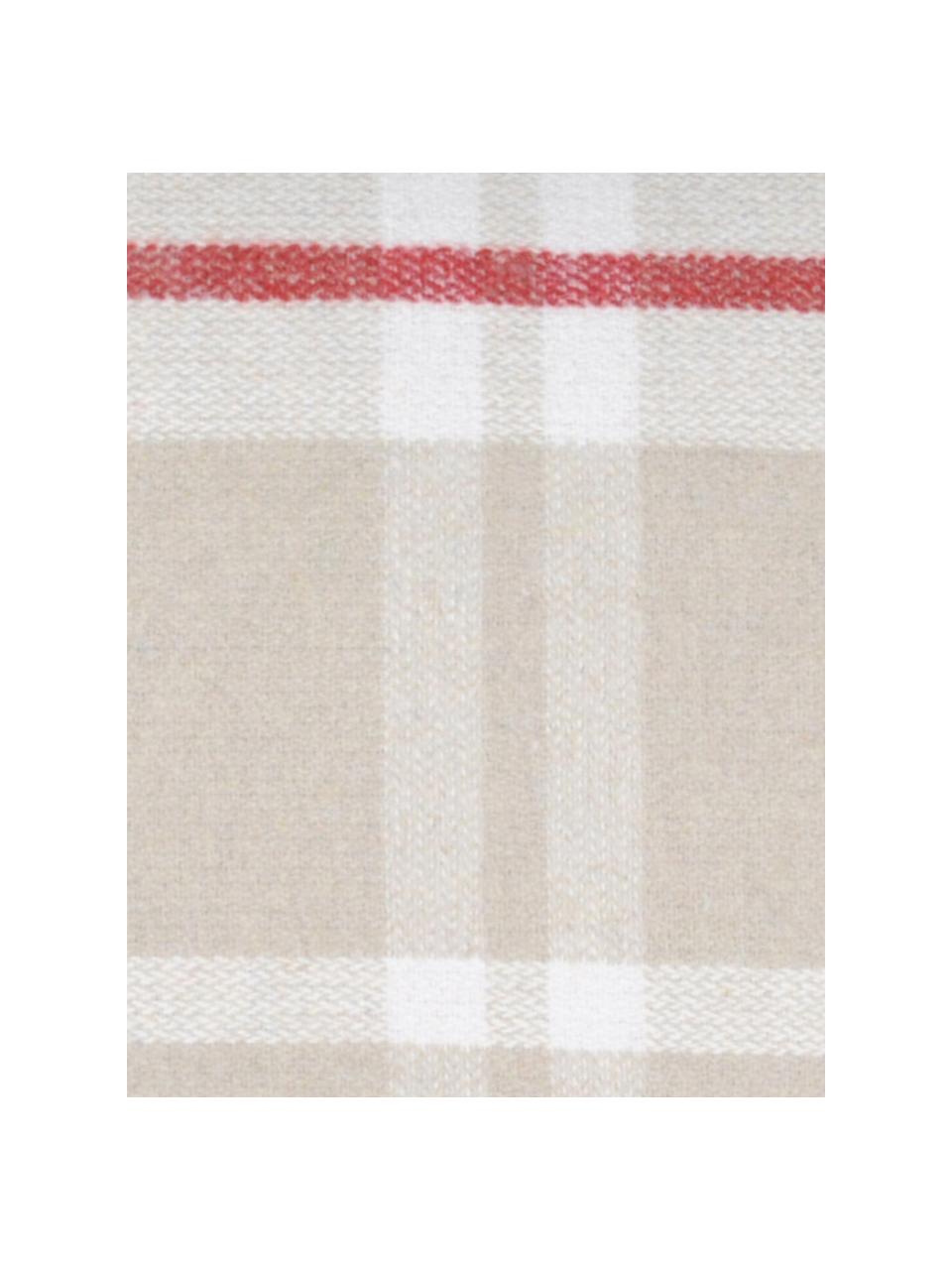 Housse de coussin 40x40 carreaux Granier, Beige, blanc, rouge