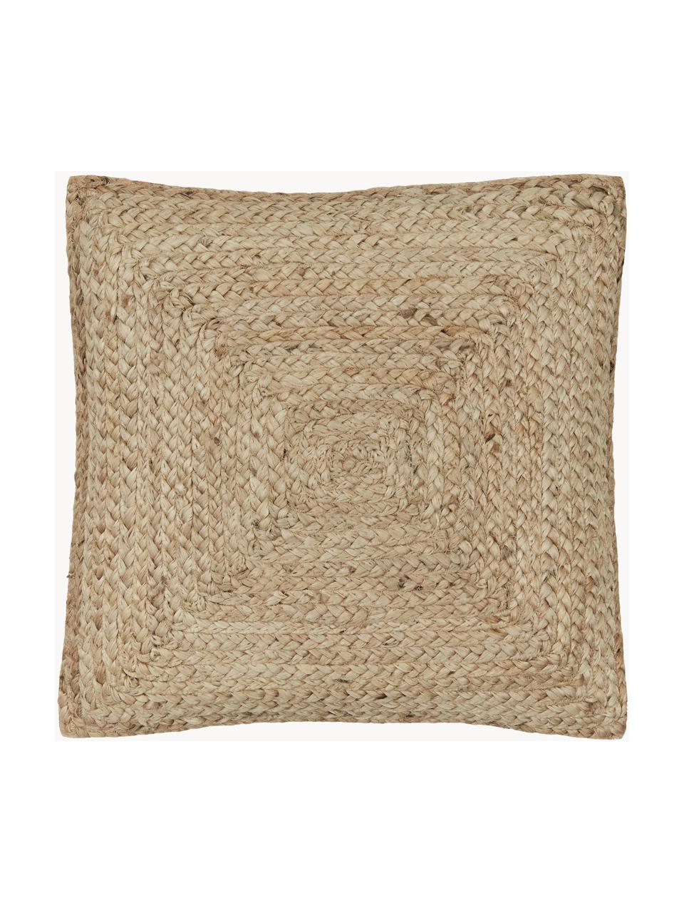 Jute-Kissenhülle Justina, Vorderseite: Jute, Rückseite: Baumwolle, Beige, B 45 x L 45 cm