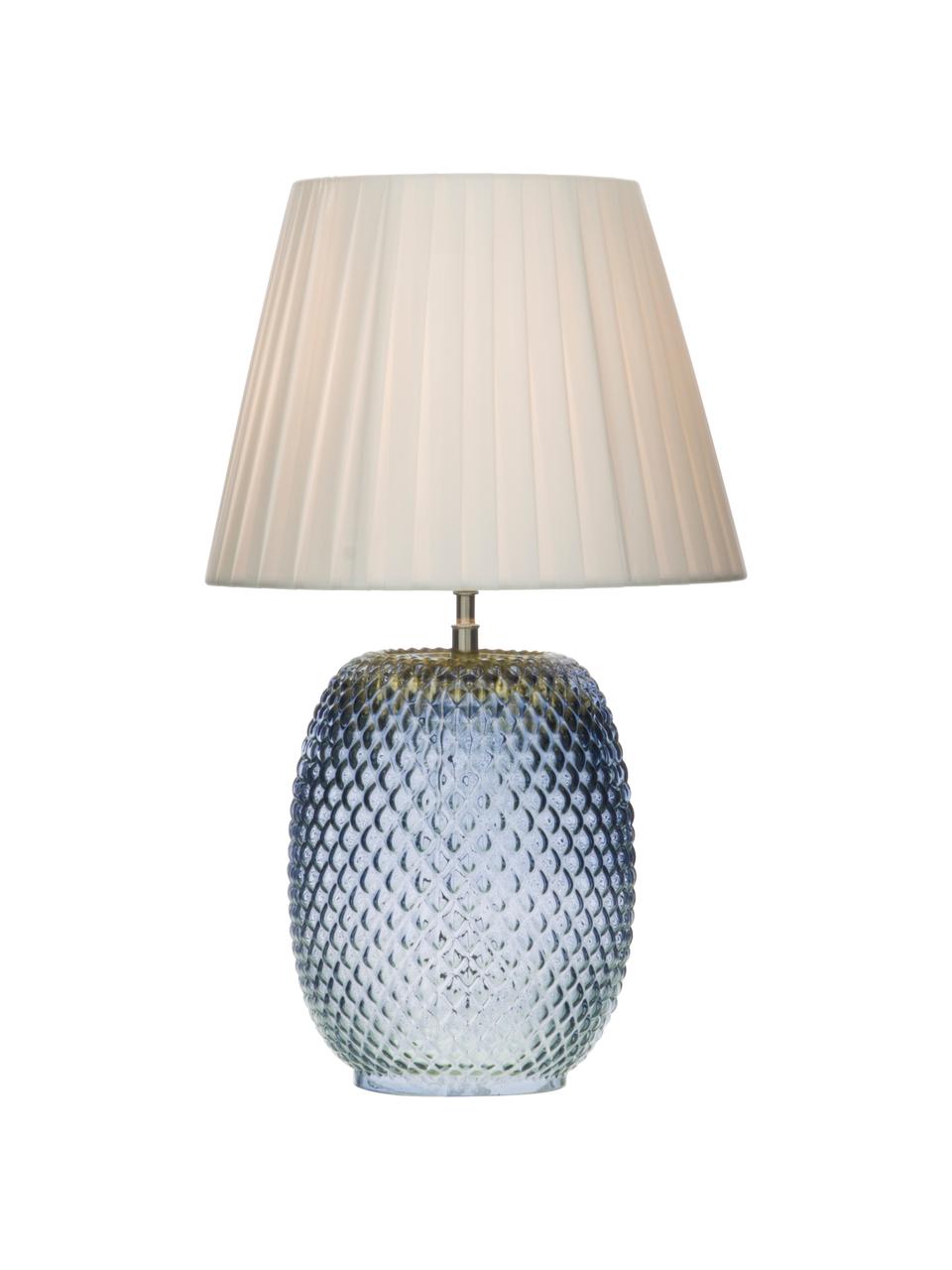 Tafellamp Cornelia van glas, Lampenkap: polyester, Lampvoet: glas, Blauw, wit, Ø 25 x H 42 cm