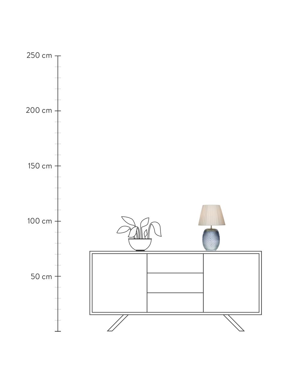 Lampada da tavolo in vetro Cornelia, Paralume: poliestere, Base della lampada: vetro, Blu, bianco, Ø 25 x Alt. 42 cm