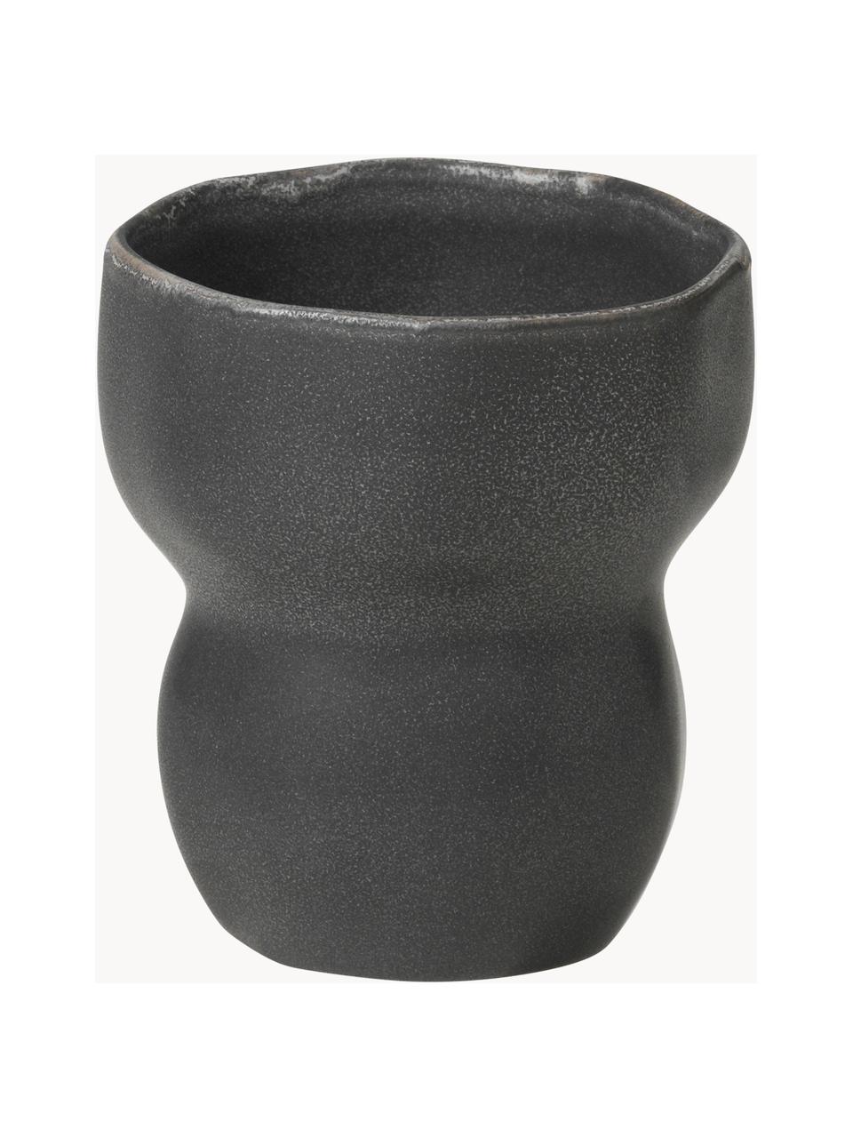 Taza con forma orgánica artesanal Limfjord, 200 ml, Cerámica de gres, Gris antracita, Ø 8 x Al 9 cm, 200 ml