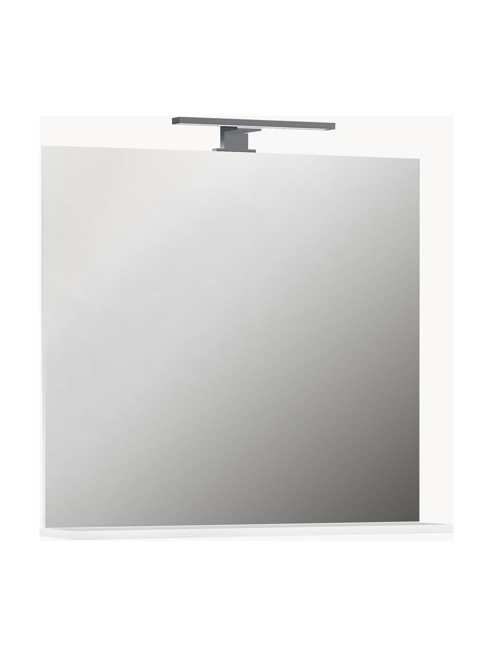 Miroir mural avec éclairage LED et étagère Sara, Argenté, larg. 76 x haut. 75 cm