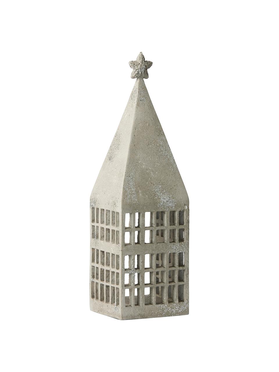 Ručně vyrobený lucerna Serafina House, Polyresin, Světle šedá, stříbrná, Š 10 cm, V 33 cm