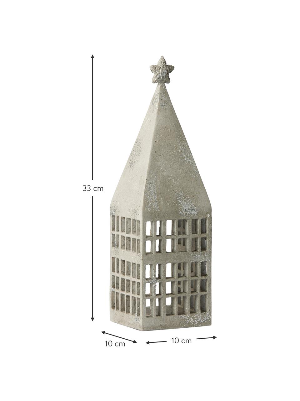 Farolillo artesanal Serafina House, Poliresina, Gris claro, plateado, An 10 x Al 33 cm