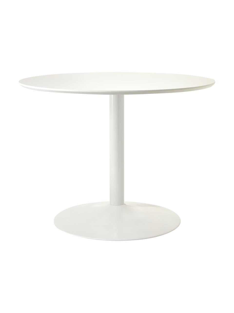 Okrągły stół do jadalni Menorca, Blat: laminat wysokociśnieniowy, Stelaż: metal malowany proszkowo, Biały, Ø 100 x W 75 cm