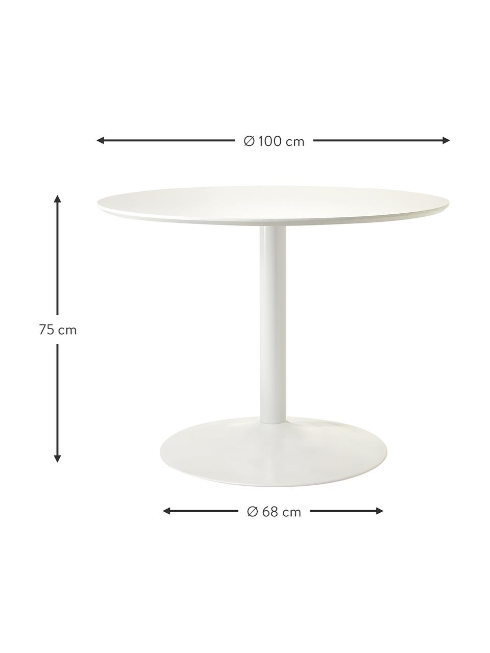 Tavolo rotondo Menorca, Ø 100 cm, Piano del tavolo: laminato ad alta pression, Bianco, Ø 100 x Alt. 75 cm