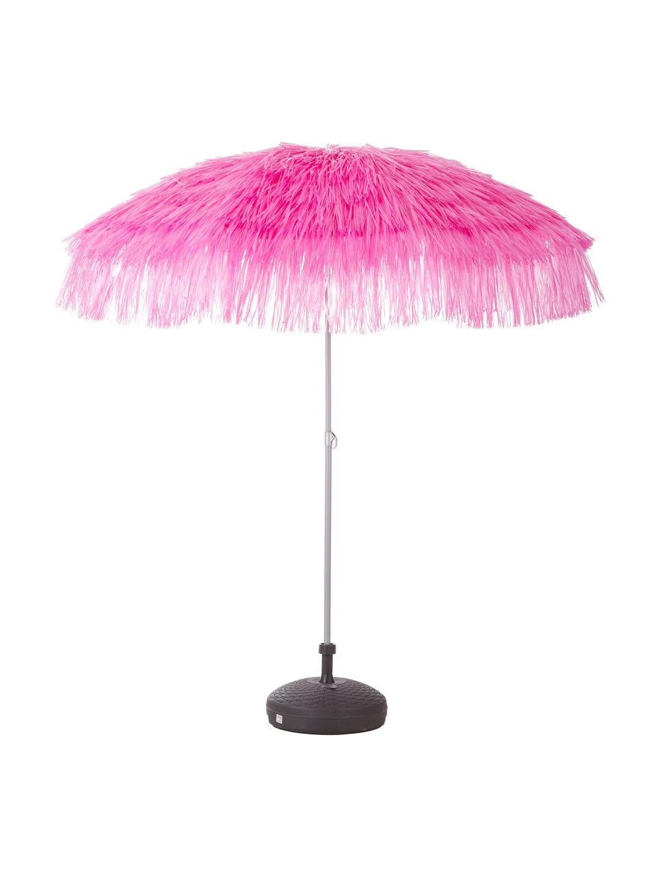 Parasol Hawaii in roze met franjes, Ø 200 cm, Roze, Ø 200 x H 210 cm