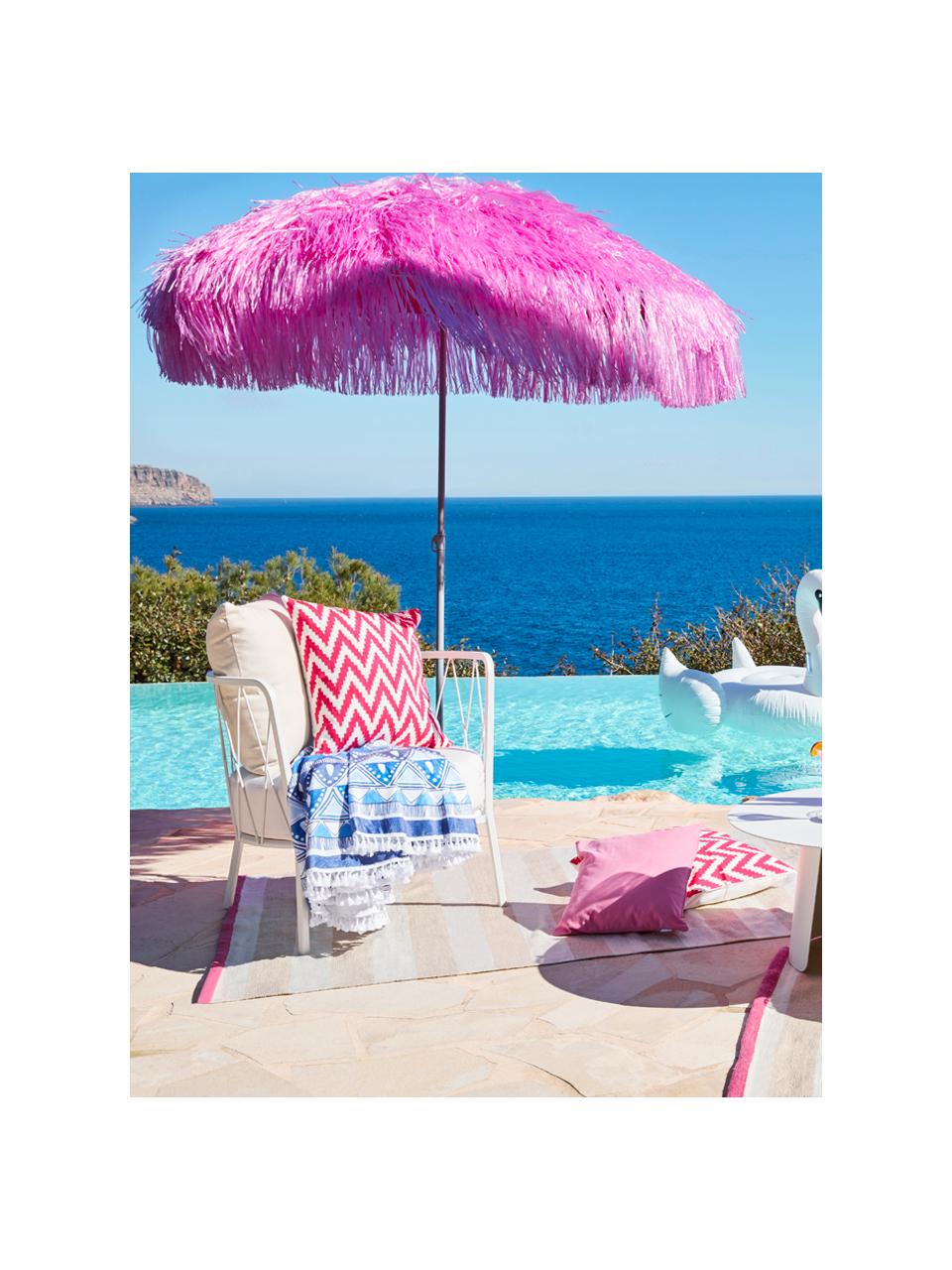 Parasol Hawaii in roze met franjes, Ø 200 cm, Roze, Ø 200 x H 210 cm