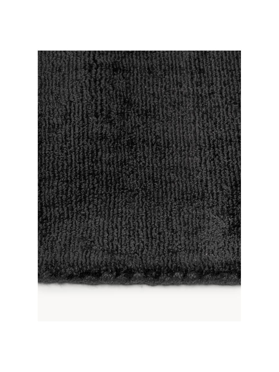 Tapis de couloir en viscose tissé main Jane, Anthracite, larg. 80 x long. 200 cm