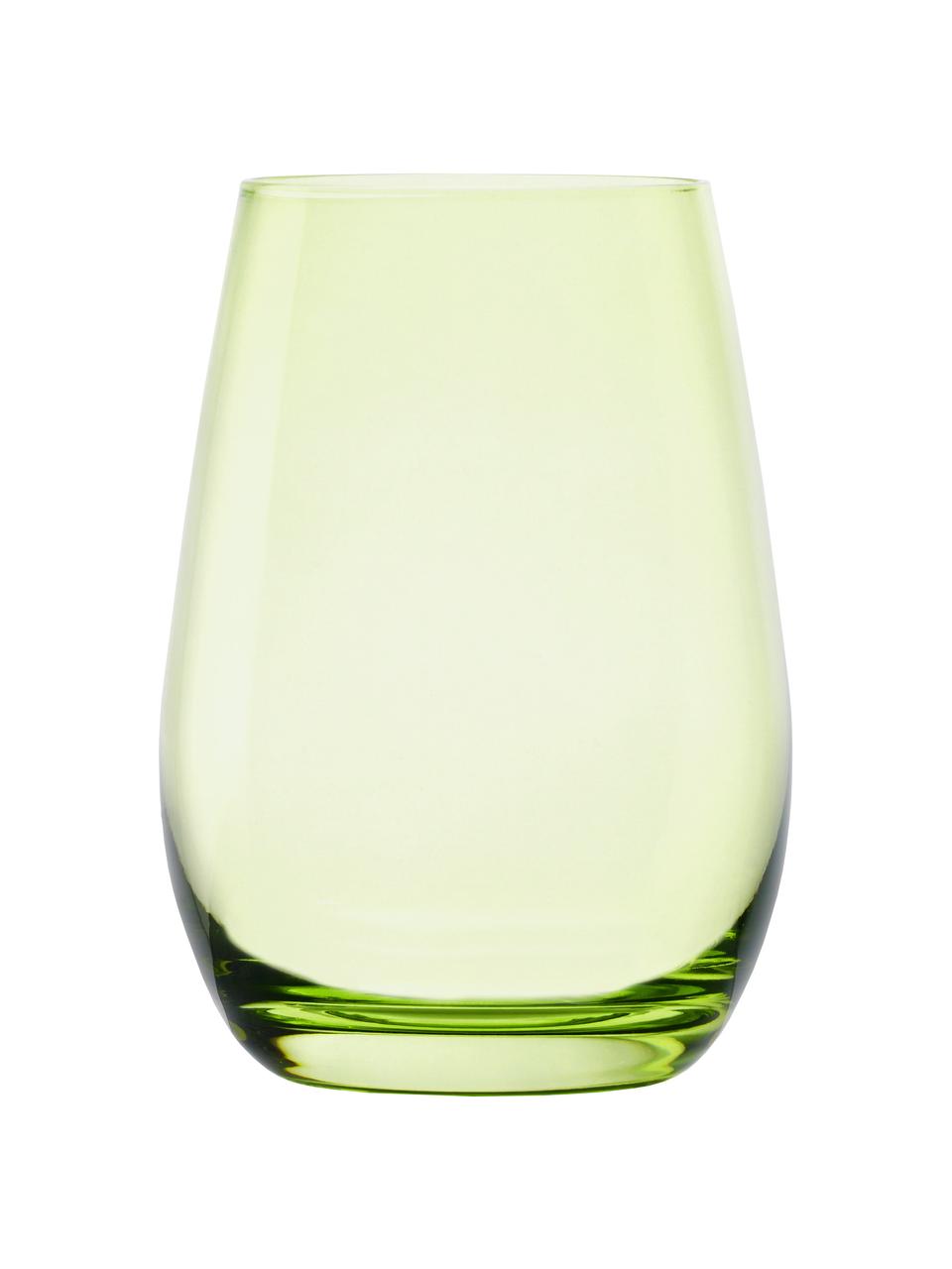 Waterglazen Elements in groen, 6 stuks, Glas, Lichtgroen, Ø 9 x H 12 cm, 465 ml
