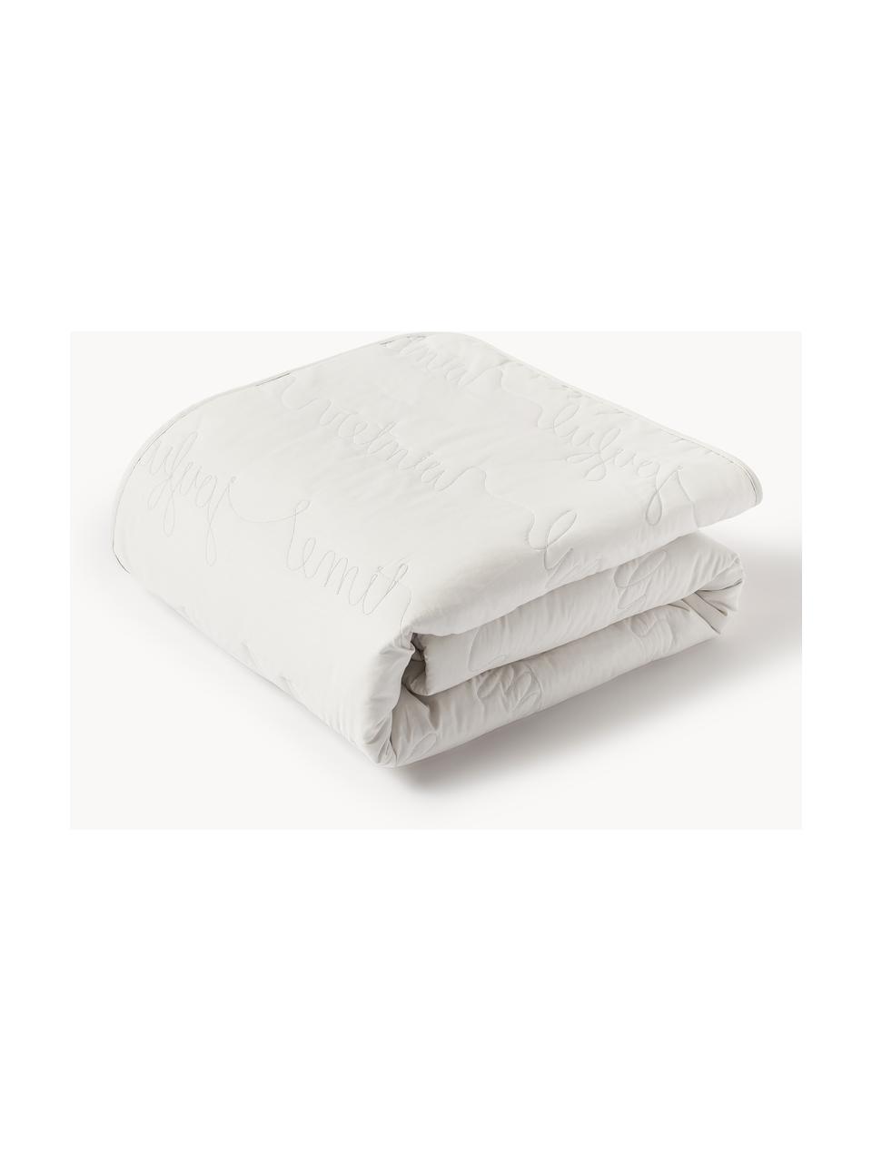 Couvre-lit en percale de coton lavé avec inscription piquée Paige, Gris clair, Larg. 230 x long. 250 (pour lits jusqu'à 180 x 200)