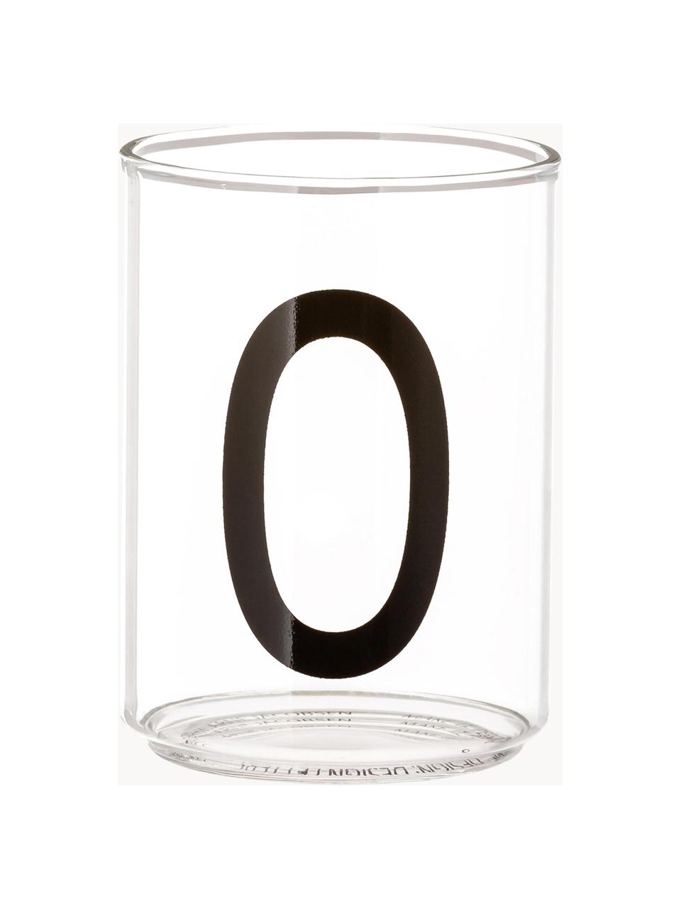 Design Wasserglas Personal mit Buchstaben (Varianten von A bis Z), Borosilikatglas, Transparent, Schwarz, Wasserglas A, 300 ml