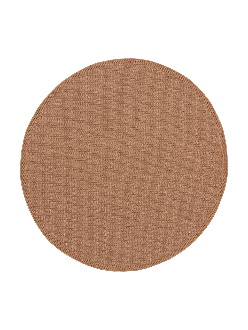 Rond in- en outdoor vloerkleed Toronto in terracotta, 100% polypropyleen, Terracotta, Ø 120 cm (maat S)